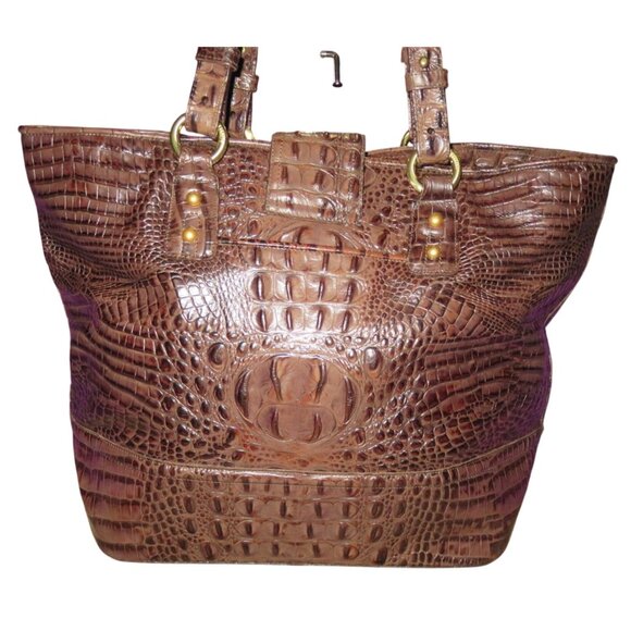 Brahmin Truffle Melbourne Collection Medium Asher Croc Leather Tote C80151TF - Picture 2 of 14